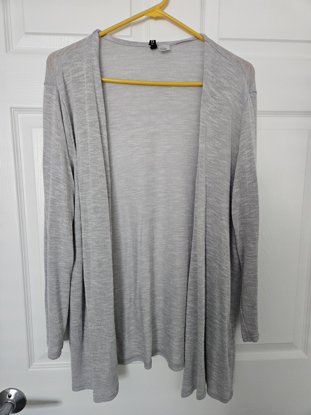 Divided Light Gray Open-Front Cardigan